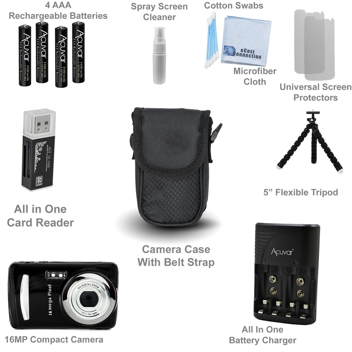 Fotocamera Digitale 4K 64 MP Compatta – Zoom 16x, Webcam E Doppia Batteria, Perfetta Per Viaggi