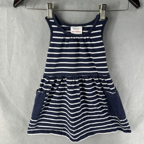 Hanna Andersson Dress Striped Baby Size 3 Nautical Striped Tiered Tank Preppy - Picture 2 of 8