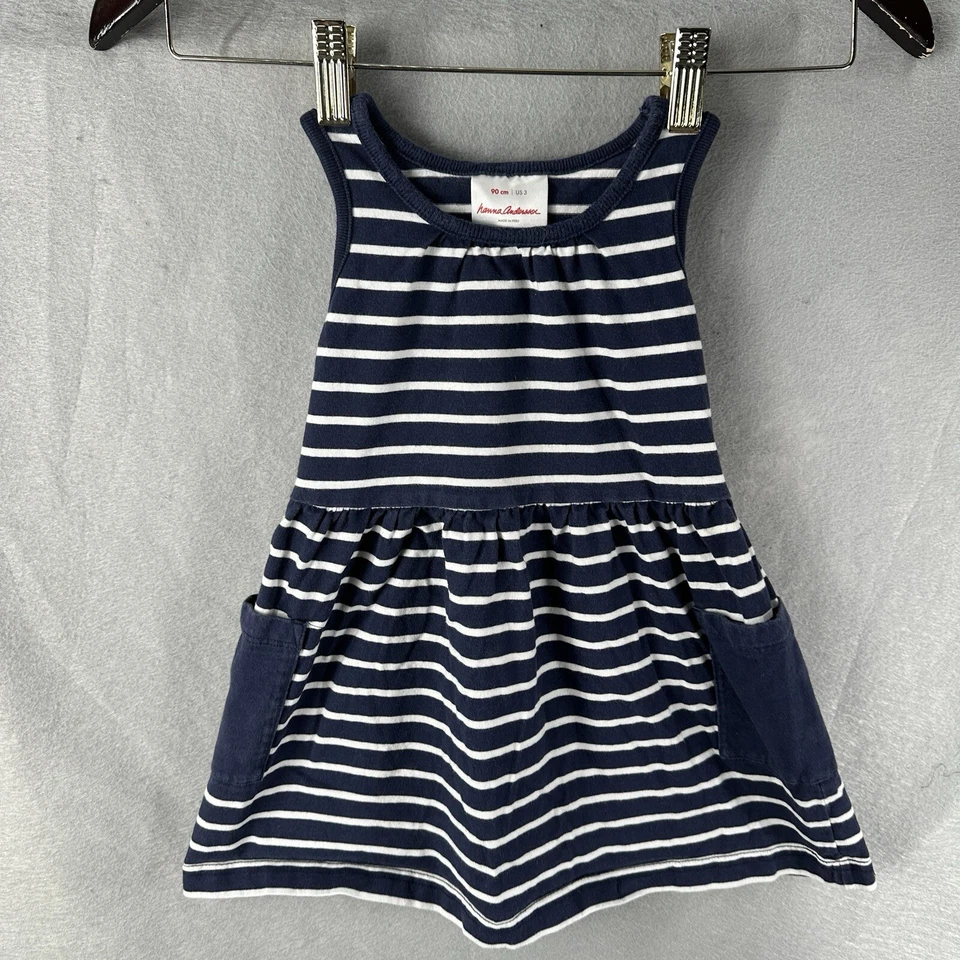 Платье Hanna Andersson в полоску детское размер 3 морское в полоску многоярусное безрукавка опрятное - Изображение 2 из 4