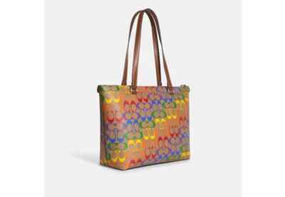 NWT Coach CA555 Gallery Tote in Rainbow Signature Canvas | eBay