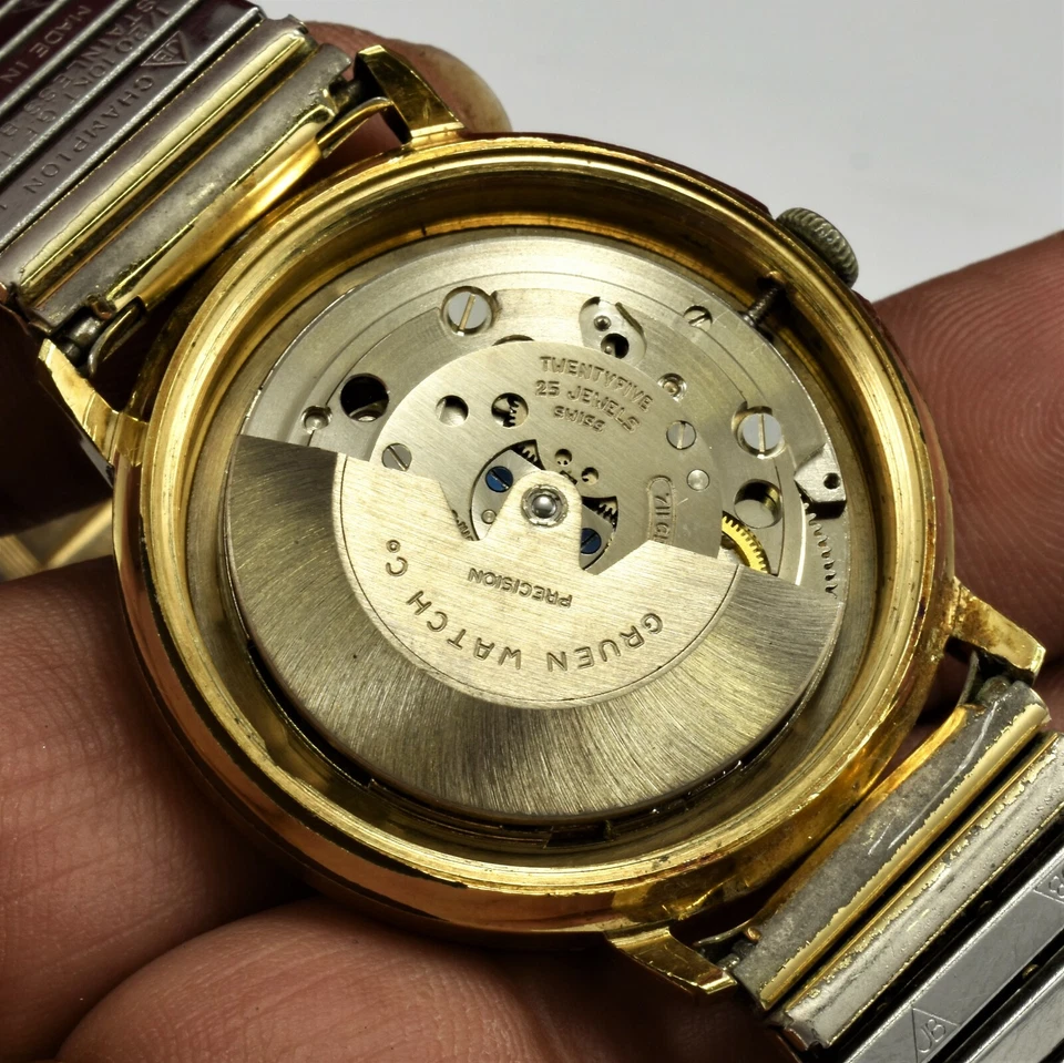 Reloj Hombre De Colección 1950 Gruen PRECISIÓN 25 Joyas Cuerda Automática Oro 10K RPG Mantiene el Tiempo Foto 4 de 4