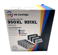 LD Compatible Ink Cartridge Replacements for HP 950XL 951XL Black, Cyan, Yellow