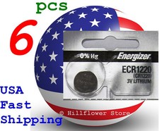 6 piece CR1220 1220 LR1220 Energizer Card 3V Lithium Coin Battery trk included
