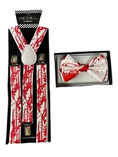 Halloween Novelty White with Bloody Bow Tie And Suspender for wedding party