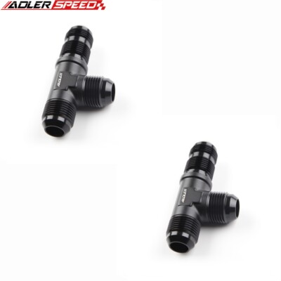 US SHIP 2PCS AN12 -12AN to 12AN Male Bulkhead Aluminum Tee T-piece Fitting Black
