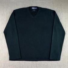 Polo Ralph Lauren Pima Cotton V-Neck Ribbed Sweater Mens Large Vintage Preppy