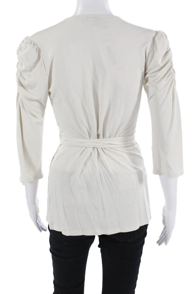 Túnica básica Verónica M para mujer beige cuello en V manga 3/4 modal poliéster talla S Foto 3 de 4