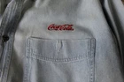 Vintage coca cola denim shirt lg size embroidered red lettering