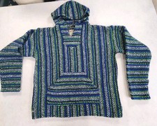 BAJA JOE Poncho Kangaroo Pouch Hoodie Sweater Adult Size M Blue Purple Green