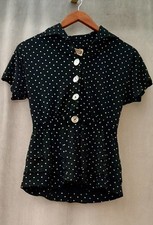 Vintage Lampl 1940s/50s Black White Polka Dot Skirt Set Flattering Rockabilly