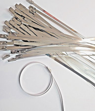 25Pk x 200mm x 4.3mm STAINLESS STEEL METAL CABLE TIES ZIP & FASTENERS
