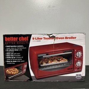 Better Chef 9L Toaster Oven Broiler with Slide-Out Rack, Bake Tray and Timer