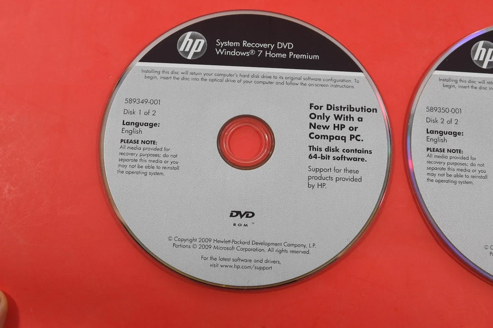 HP Windows 7 Home Premium System Recovery DVD Set (64-bit) – Discs 1 & 2 – Teste - Image 3 of 4