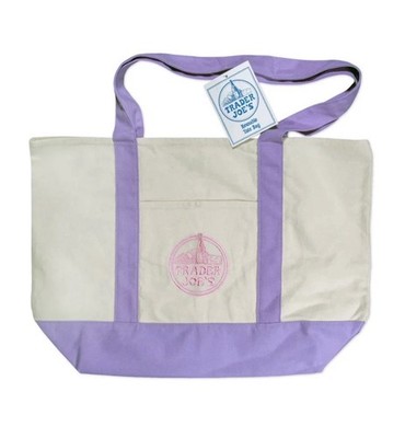 AUTHENTIC 2026 Trader Joe's Canvas Reusable Lavender Beige Shopping Bags 