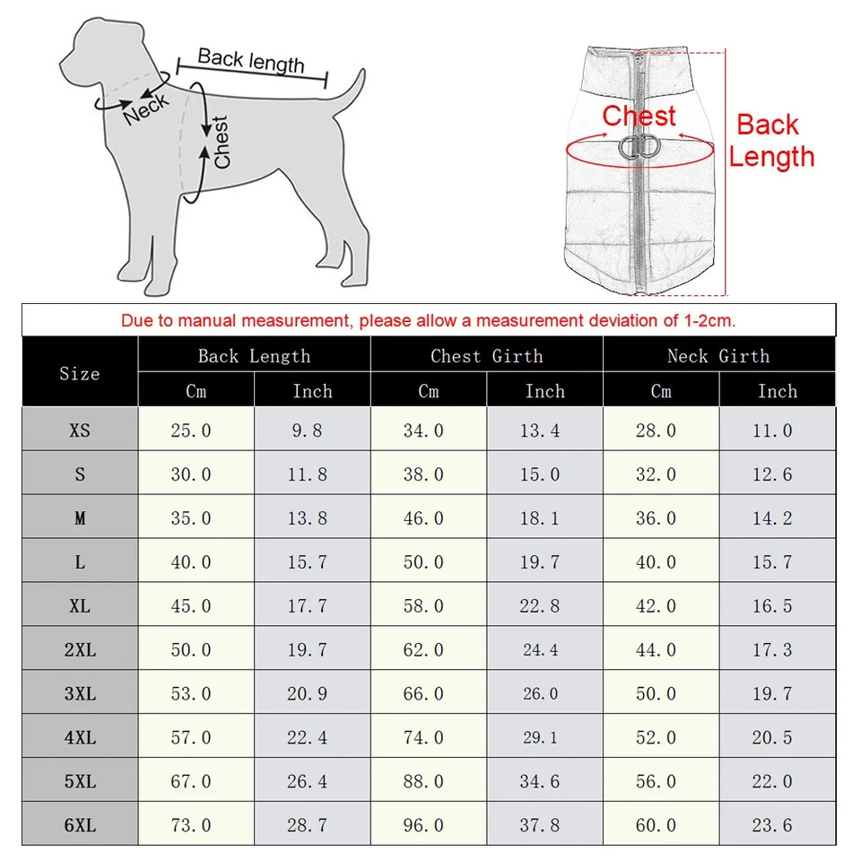 Cappottino Impermeabile Per Cani Inverno Antipioggia Piumino cane Misure S-6XL - Image 2 of 4