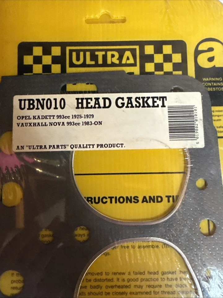 Прокладка головки. Opel Kadett 993cc 1975-1979 Vauxhall Nova 993cc 1983 г. и далее - Изображение 2 из 3