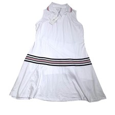 Walter Hagen Golf Dress Women XL White Taped Drop Waist Sleeveless Striped Lady