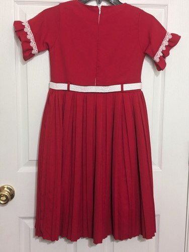 NWT Usbun Baby Style Red Childs Red Dress With White Trim Sz 10 To 11 Years Old - Picture 9 of 9