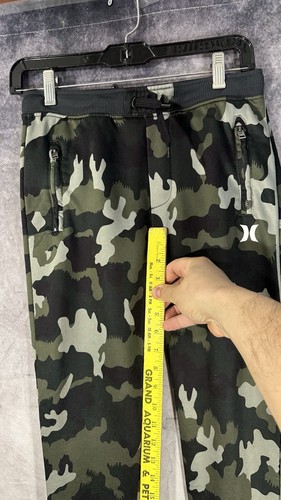 Hurley Boys H20 Dri Green Camouflage Zip Pockets Jogger Pants Size M Drawstring - Picture 4 of 11
