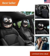 2pcs Funny Smiley Face Headrest Covers Vehicle Seat Back Protector Universal Fit
