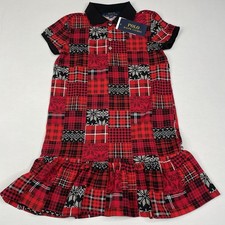 Polo Ralph Lauren Girls Dress Size 5 Plaid Holiday Christmas Dress Fair Isle