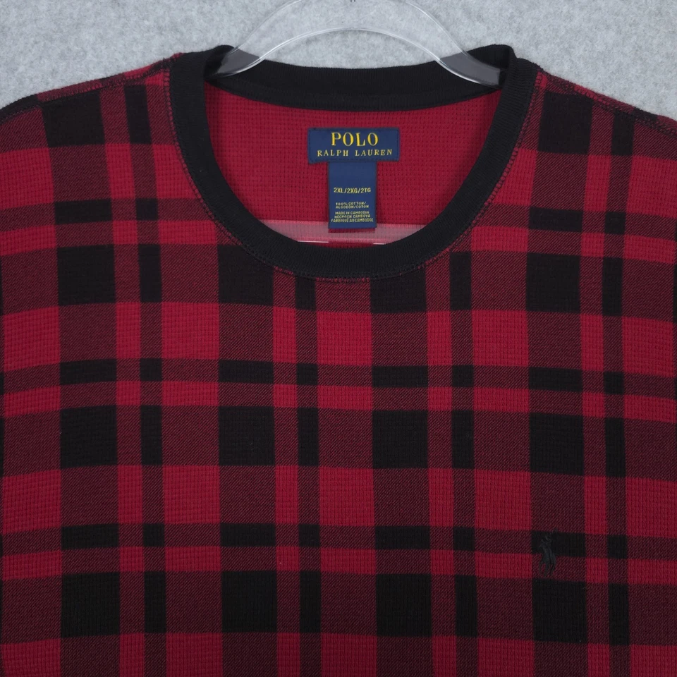Polo Ralph Lauren Shirt Mens 2XL XXL Thermal Waffle Knit Plaid Long Sleeve Layer - Image 3 of 4