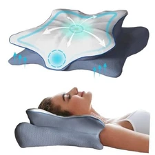 Cervical Pillow,Contour Memory Foam Queen Size 24.8"Lx14.96"Wx5.51"H Gray