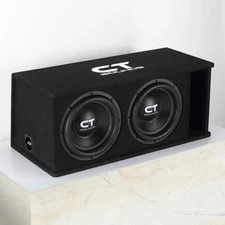 Used CT Sounds TROPO-2X12D4 Dual 12" 2600W Loaded Ported Car Subwoofer Box
