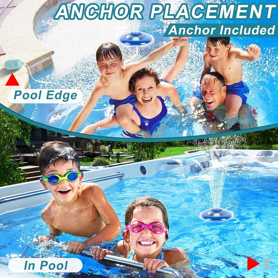 Springbrunnen Anker mit LED Leuchten Garten Brunnen Düsen Wiederaufladbar B225 - Bild 3 von 4