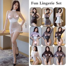 Sexy Womens Wet Look Faux Leather Bodycon Mini Short Dress Clubwear Glossy NEW