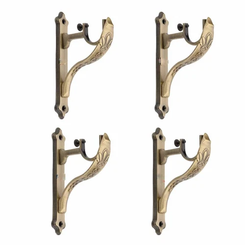 Antique Brass Curtain Supports Brackets for Door and Window 1 Inch Rod  4 Pcs