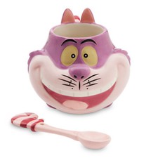 ¡NUEVO! Juego de tazas y cucharas CHESHIRE CAT Store ALICIA EN EL PAÍS DE LAS MARAVILLAS 12 OZ ¡Difícil de encontrar!
