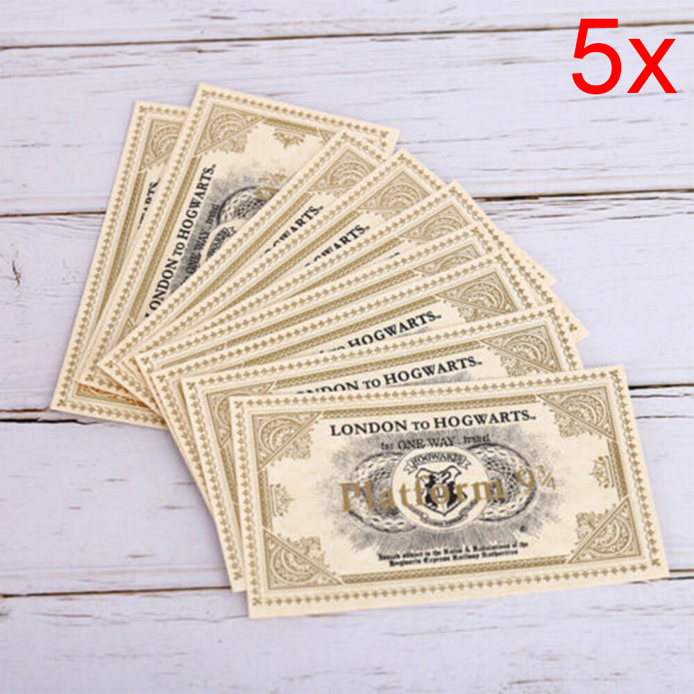 5x Hogwarts Express Tickets Platform 9¾ Harry Potter Gold Stamping Ticket