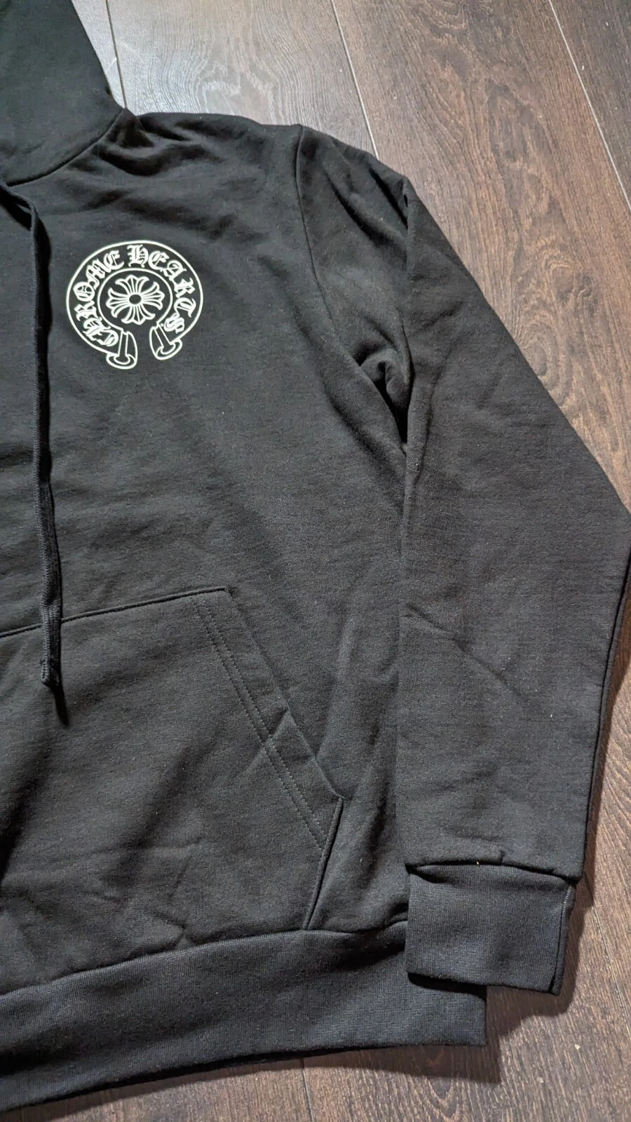 CHROME HEARTS Felpa con cappuccio esclusiva Londra Cromata Cuori Nero Bianco Nero piccola