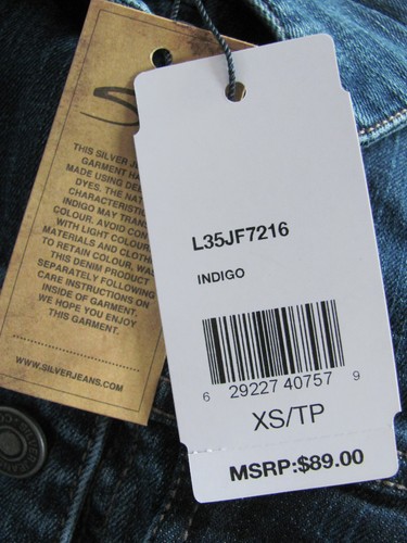 Silver Jeans Denim Jacket with Knit/Sweater Sleeves-Blue/Gray-Size XS -NWT $89 - Picture 3 of 11