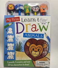 My First Learn to Draw Animals Includes 5 Pencils With Animal Toppers New Unused