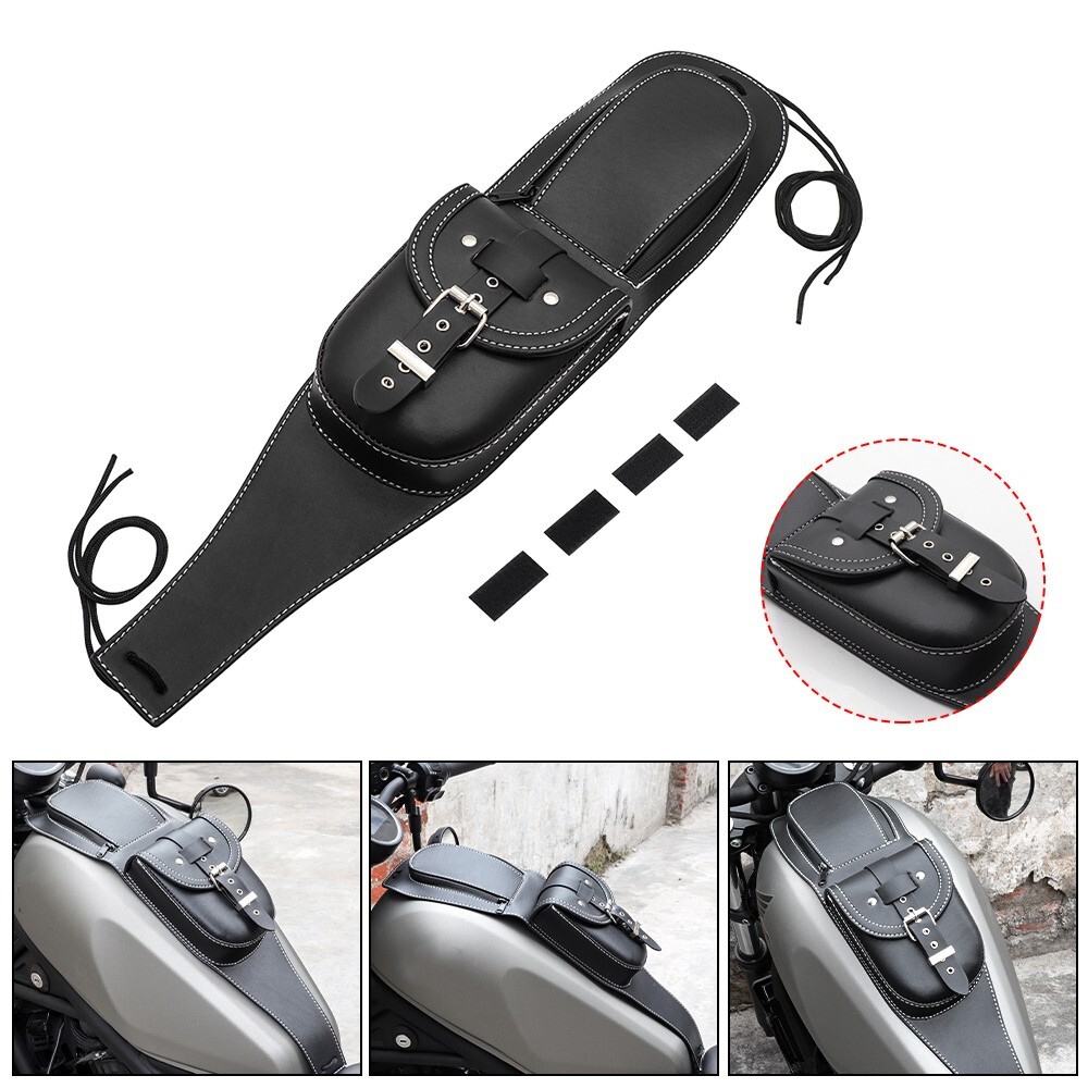 Qiilu Motorfiets Tanktas, Motorfiets Waterdichte Regen PU Lederen