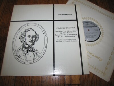 FELIX MENDELSSOHN - SYMPHONY NO. 4 IN MAJOR /NO. 5 IN D MINOR - MHS RECORDS LP 