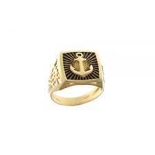 Men's 18K Yellow Gold 750/1000 Enameled Square Base Ring