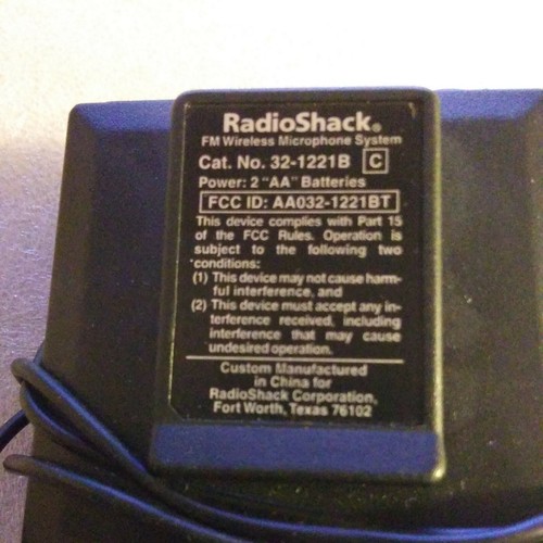 Radio Shack FM Wireless Microphone System 32-1221B Receiver Box & Mic - 第 3/7 張圖片