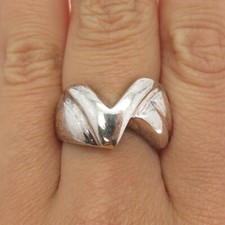 MILOR 925 Sterling Silver Vintage Italy Ribbed Modernist Ring Size 8.25