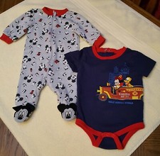 Disney Parks BOYS SLEEPER PAJAMAS LOT 2 Piece 0-3 3 Months VGC