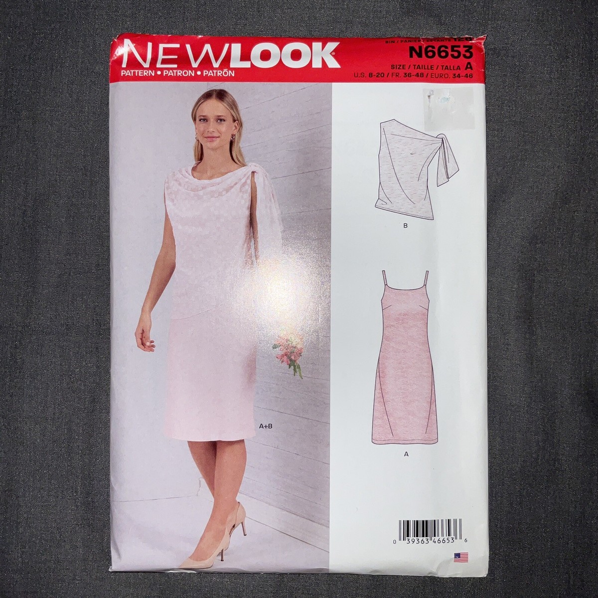 New Look Sewing Pattern N6653 Misses Dress Shoulder Tie Topper Size 8-20