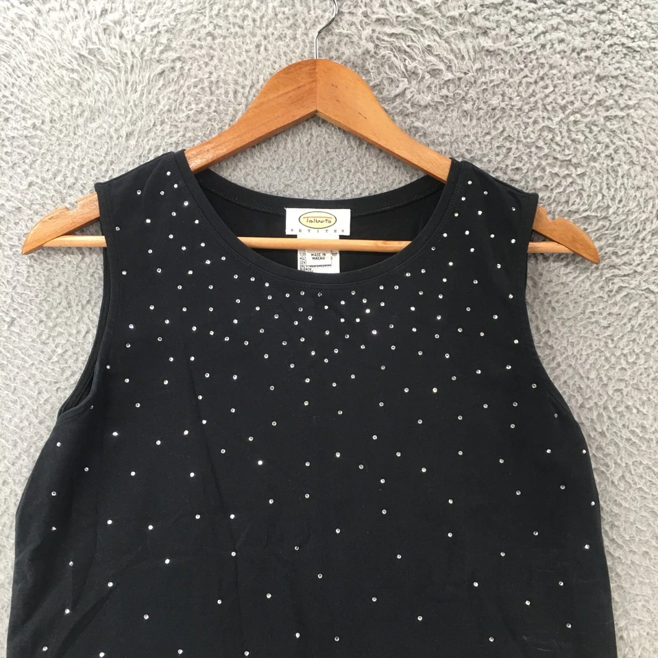 Talbots Tank Sleeveless Sequined Top Womens Small Black Cotton Blend Casual - Image 2 of 4
