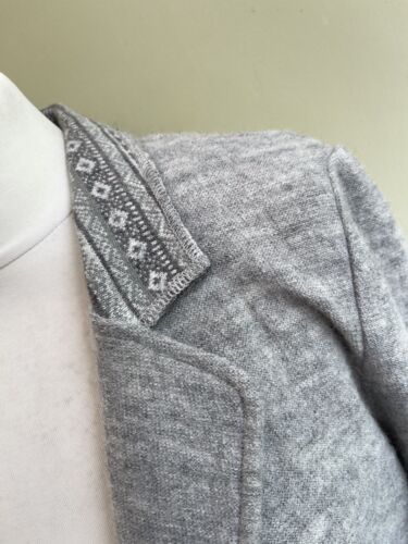 White Stuff Grey Wool Blazer Jacket Size 12 14 Button Up Fair-isle Detailing - Picture 3 of 13