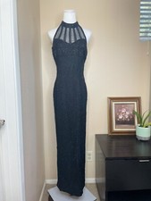 Stenay vintage 80  s beaded black halter evening gown.