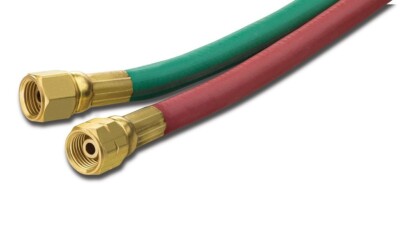 Twin Gas Welding Hose - Grade T, 1/4 Inch X 25 Ft With BB Fittings