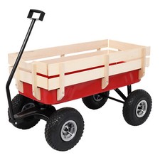 97x43x78cm Garden Iron Wood Four Wheel Garden Wagon