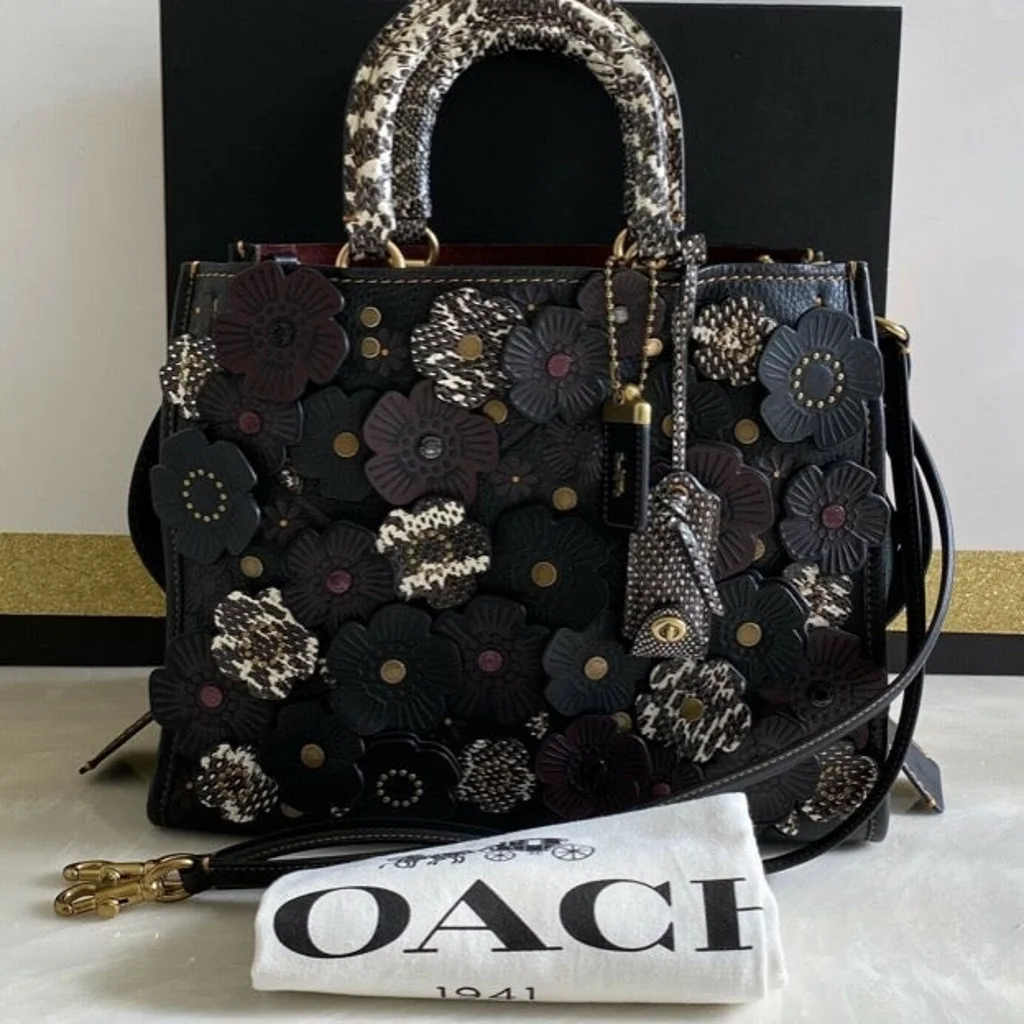 NWT COACH 1941 BLACK MULTI EXOTIC SNAKESKIN TEA ROSE ROGUE NWT COACH 1941 BLACK MULTI EXOTIC SNAKESKIN TEA ROSE ROGUE