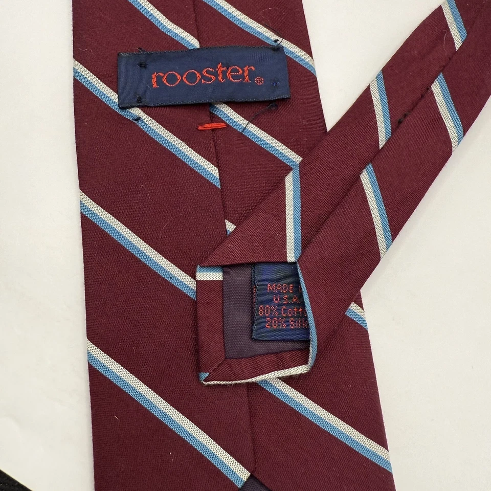 Corbata Vintage Gallo Algodón Borgoña Seda 56" Hecha en EE. UU. Foto 2 de 4
